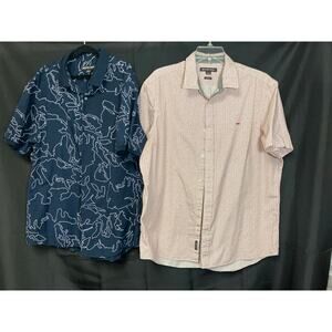 BUNDLE 2 - Mens Michael Kors Cotton Button Down Short Sleeve Shirt, Size L